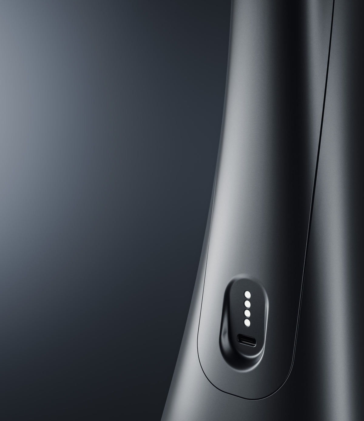 USB-C charging port and light guides on the battery of the Norphé M1 electronic hookah