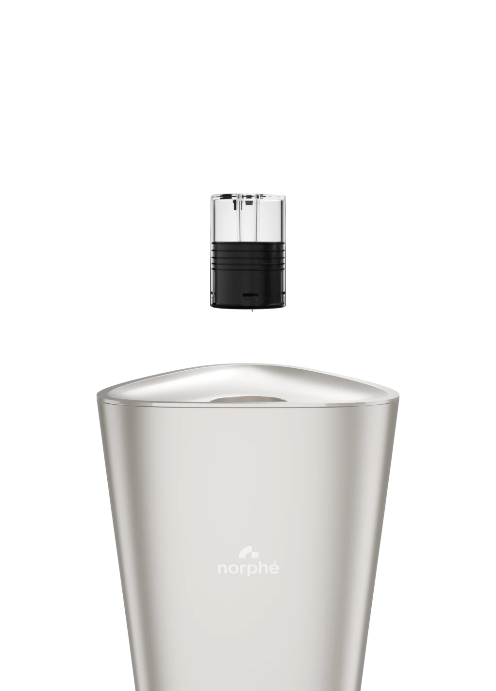Norphé pod hovering above its slot on top of the Champagne M1 electronic hookah