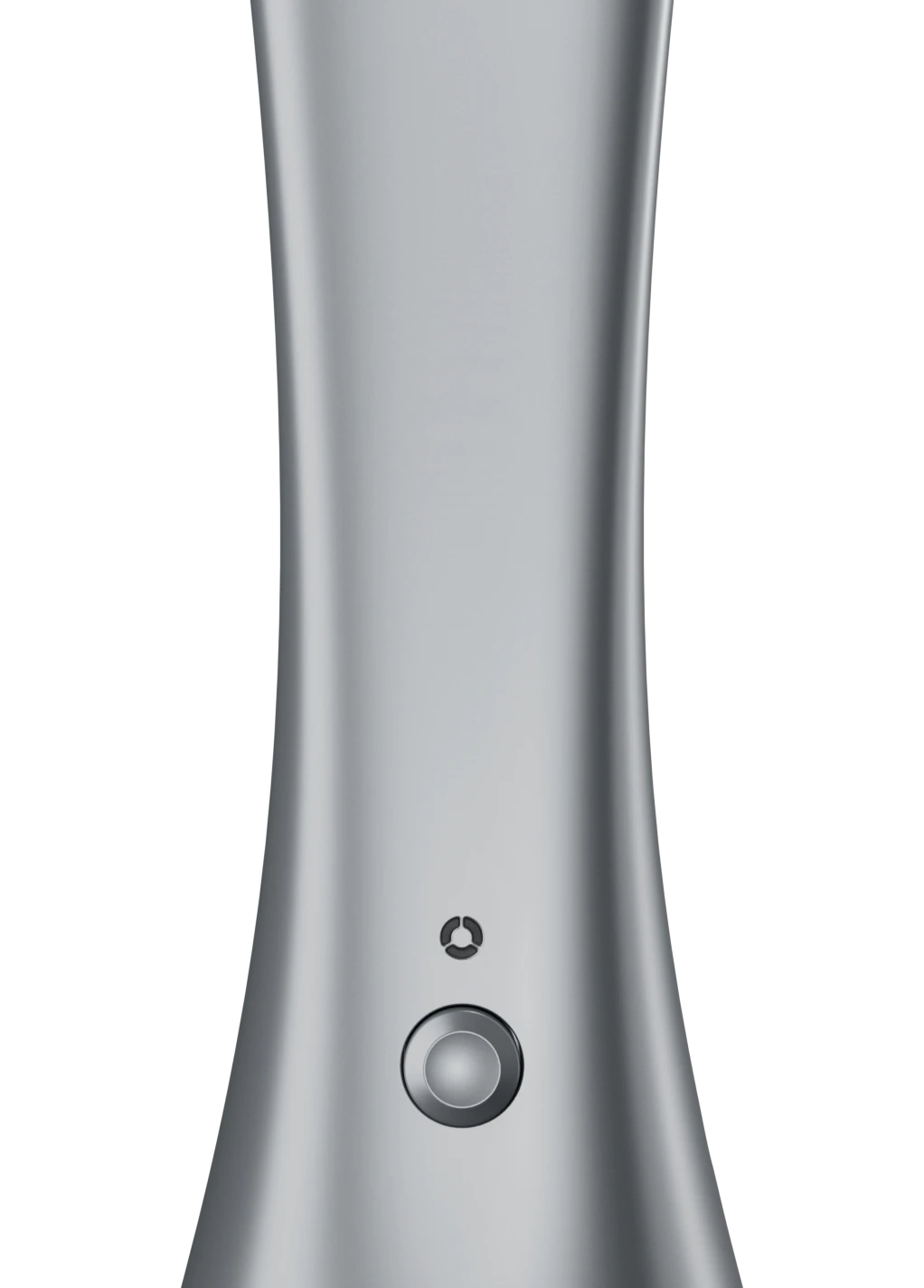 Front close-up of the Dark grey Norphé M1 electronic hookah, highlighting the control dial and indicator lights