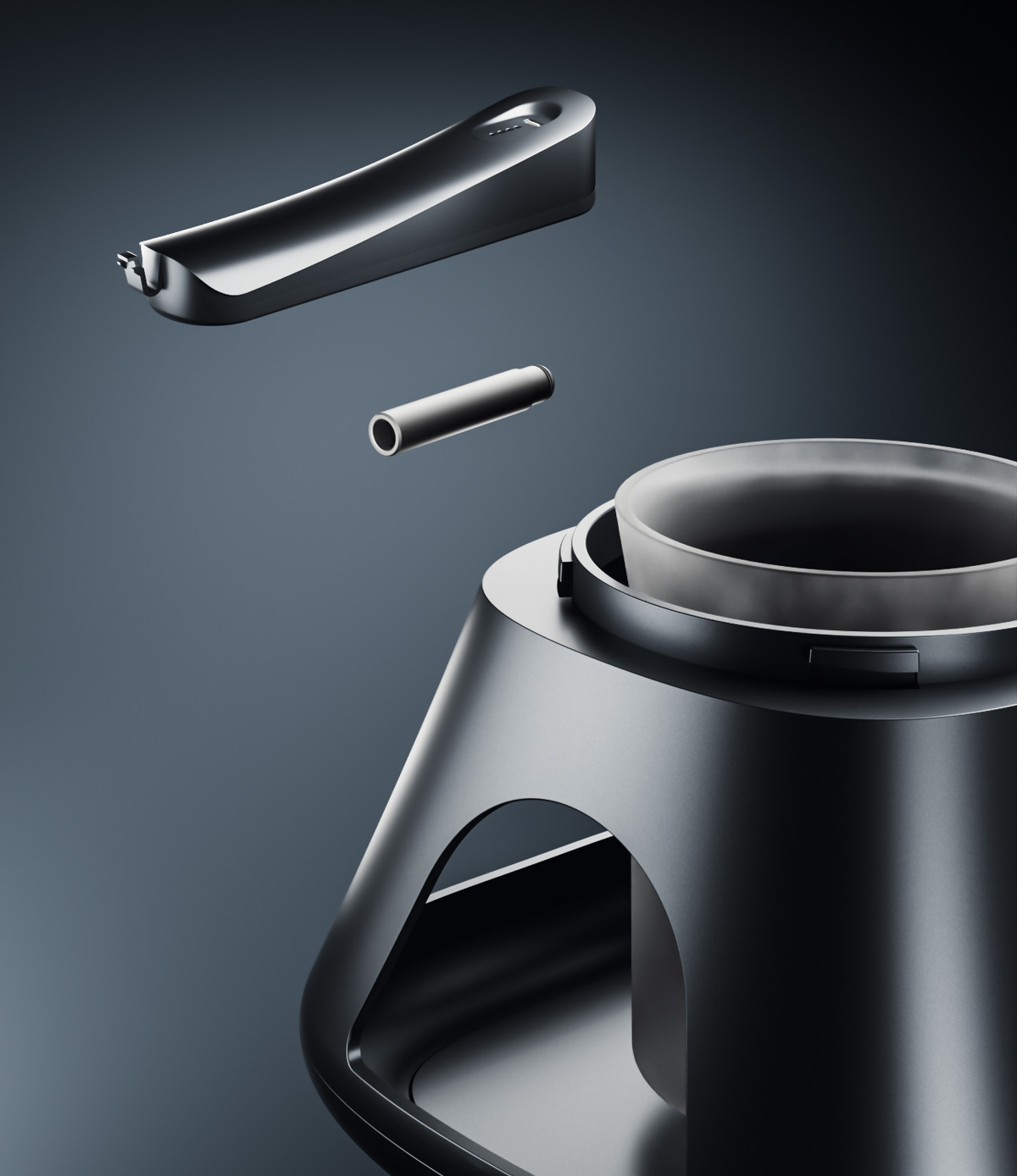 Exploded view of the removable parts of the Norphé M1 electronic hookah
