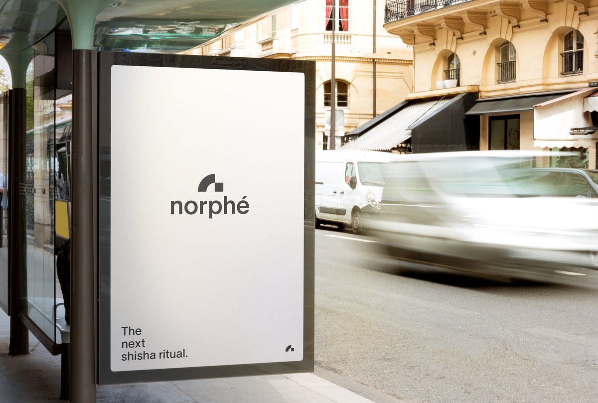 Norphé “The next shisha ritual” poster on a Paris bus shelter